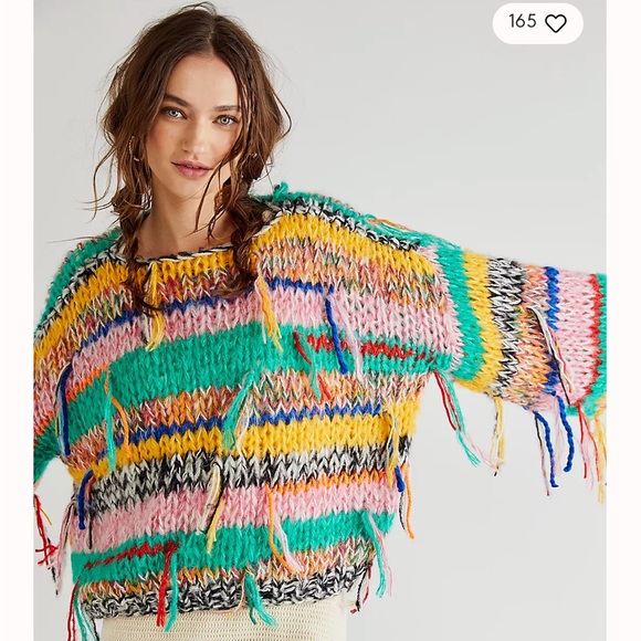 Free People Sweaters - RARE- Free People X E With Love Fringe Pullover
